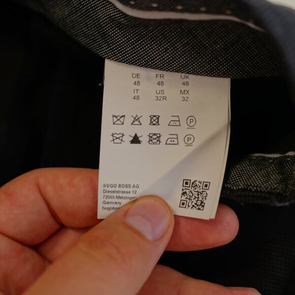 Hugo Boss Gray Virgin Wool Check Dress Pants Trousers 32 / 28 Low Rise Flat Fron - Picture 5 of 7